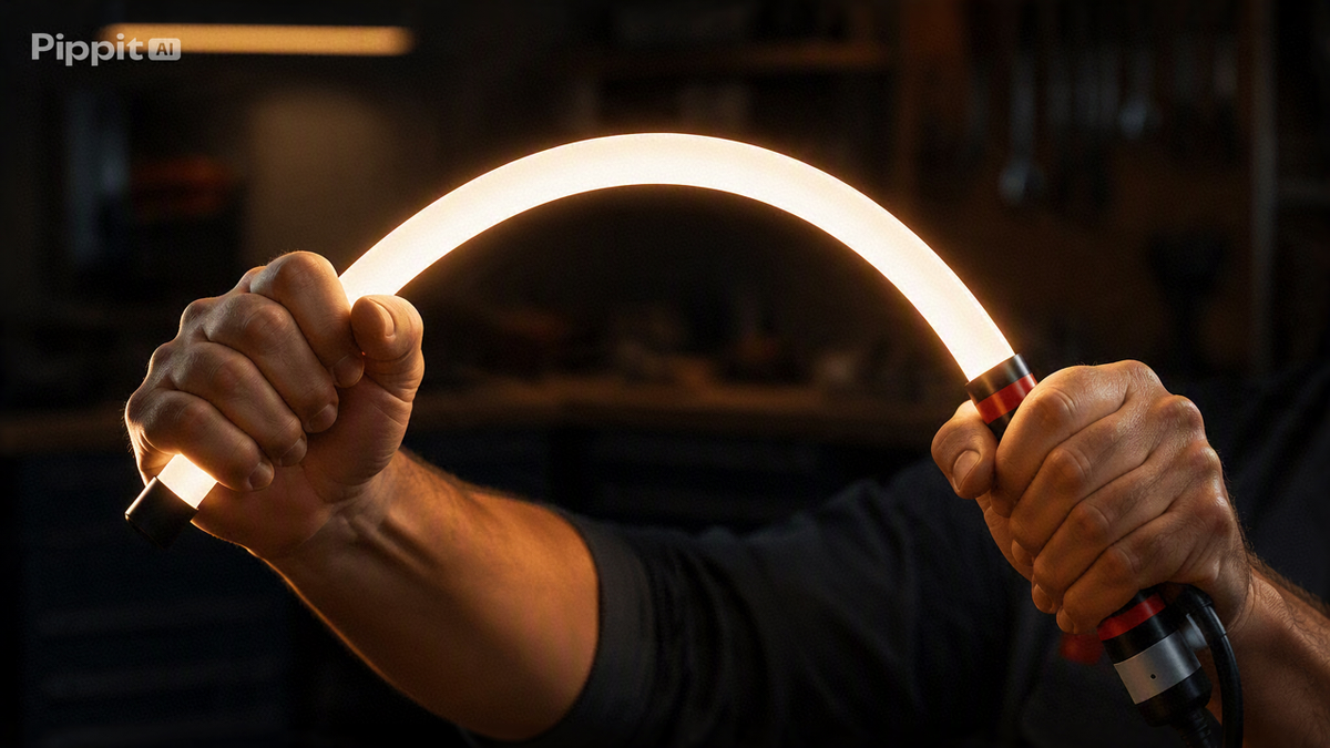 FlexBeam bent over a workbench
